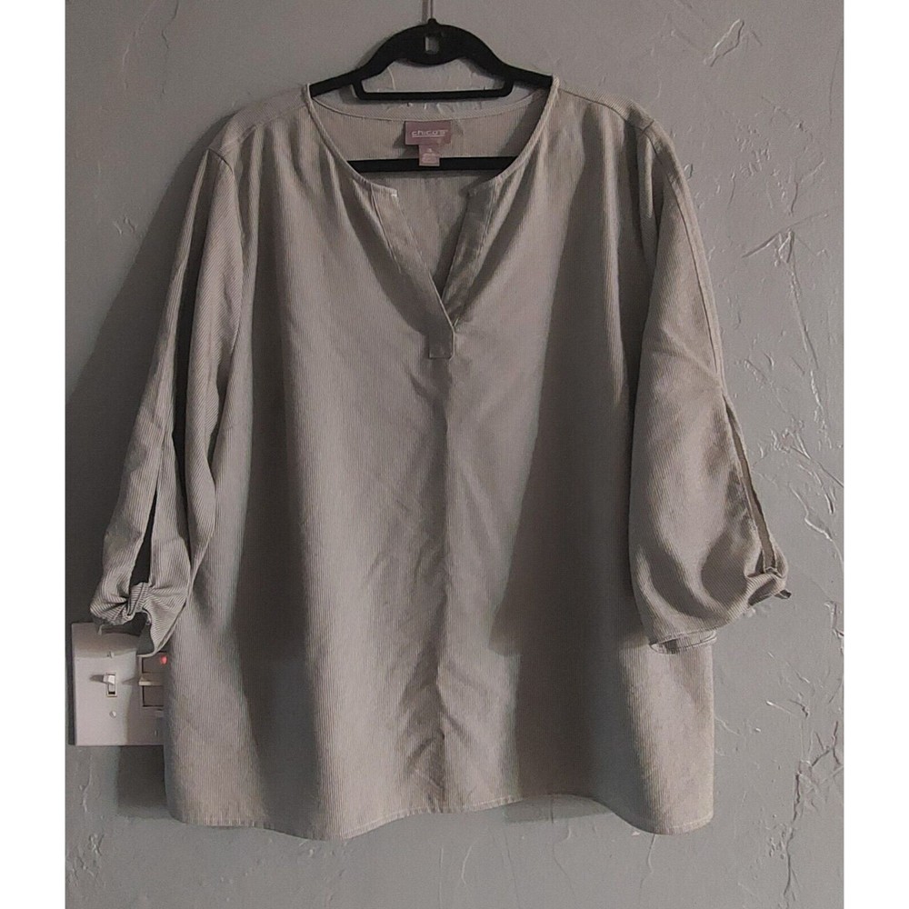 Chico's Tops Blouse Striped, Women's 3(XL),Polyester, Rayón, Nylon, 22.5 Inch Of